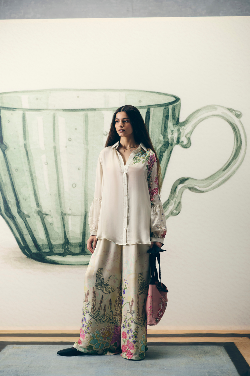 AIKA SATIN SET satin by Paulmi & Harsh in ivory color for women in Singapore