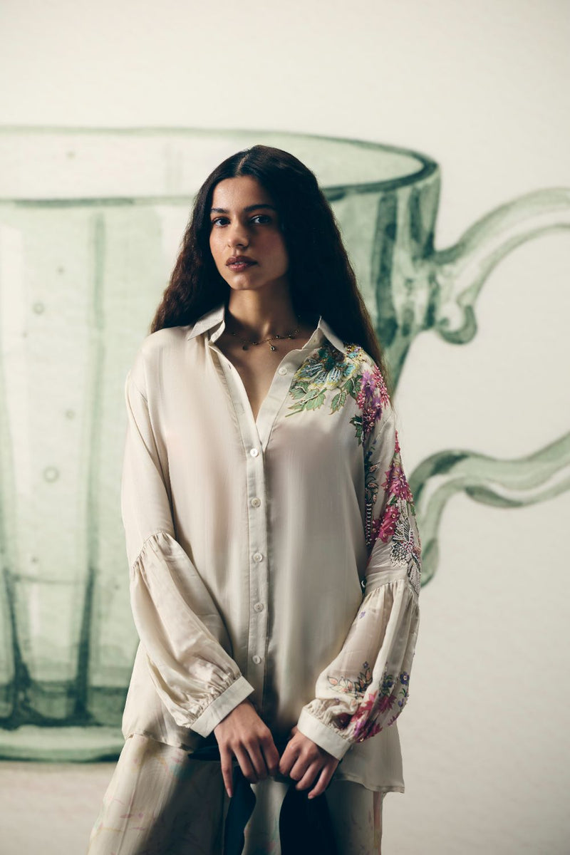 AIKA SATIN SET satin by Paulmi & Harsh in ivory color for women in Singapore