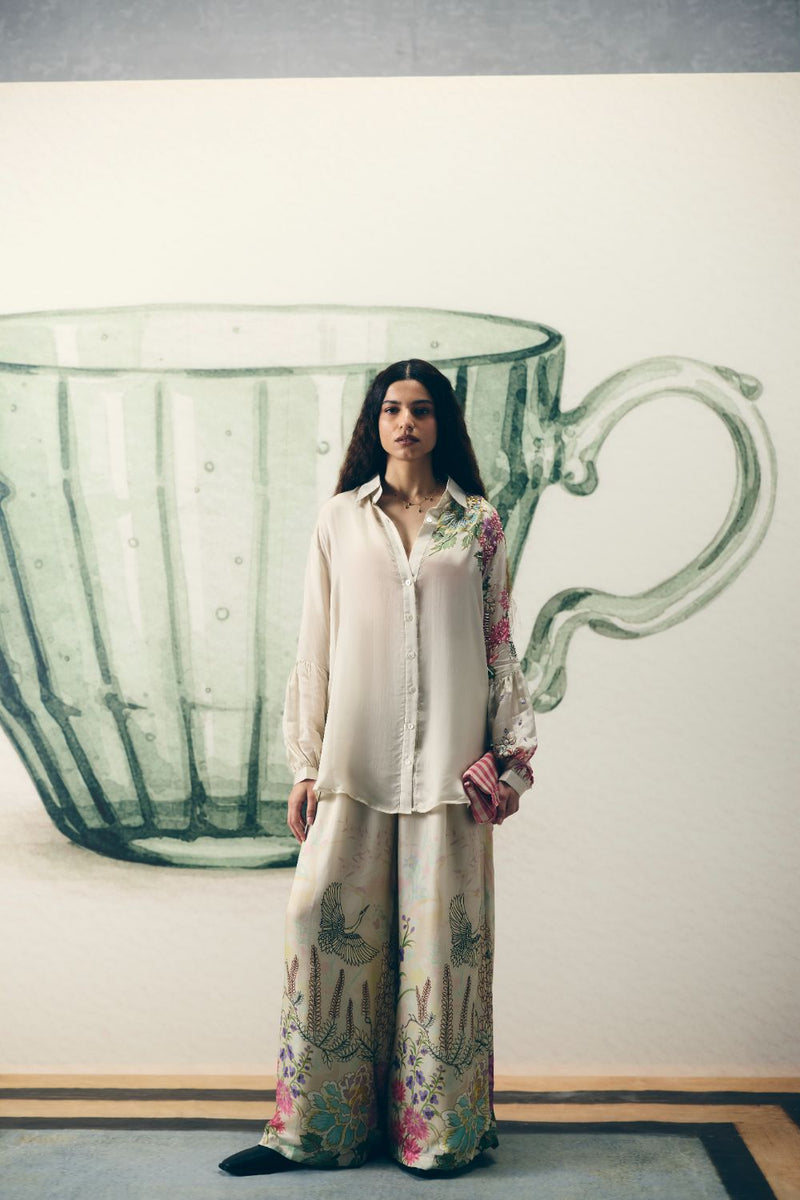AIKA SATIN SET satin by Paulmi & Harsh in ivory color for women in Singapore