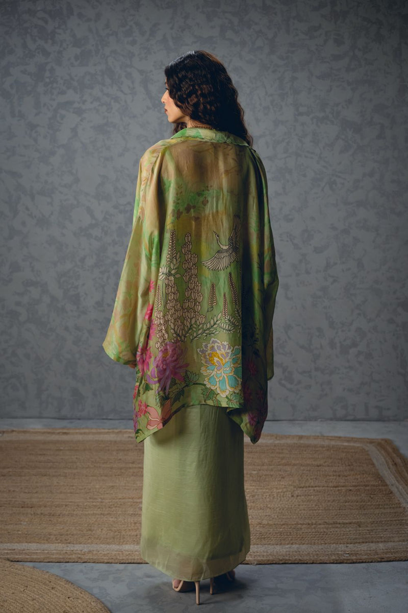 CLEO SKIRT SET organza by Paulmi & Harsh in green color for women in Singapore
