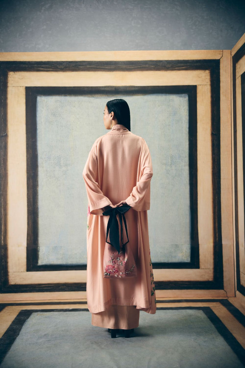BARA JACKET SET silk by Paulmi & Harsh in pink color for women in Singapore