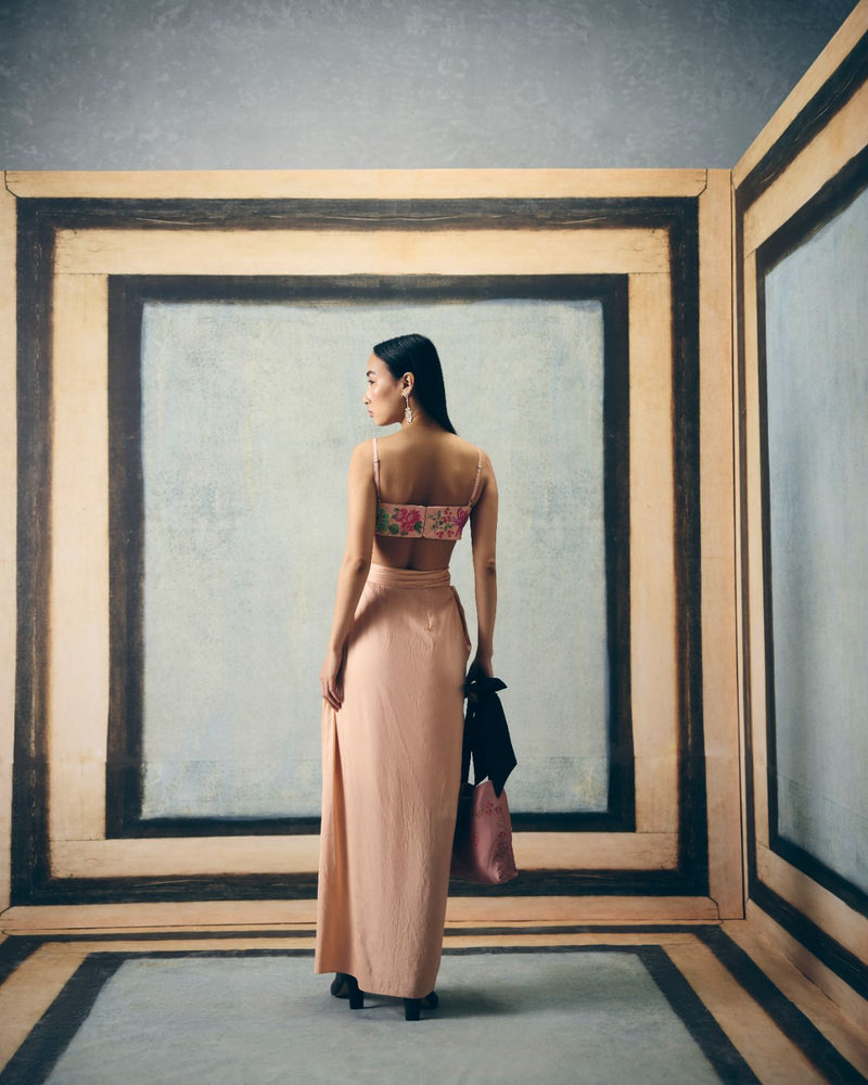 BARA JACKET SET silk by Paulmi & Harsh in pink color for women in Singapore