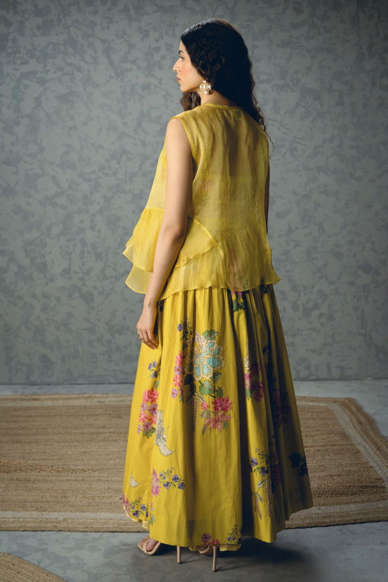 ALINA SKIRT SET-YELLOW poplin by Paulmi & Harsh in yellow color for women in Singapore