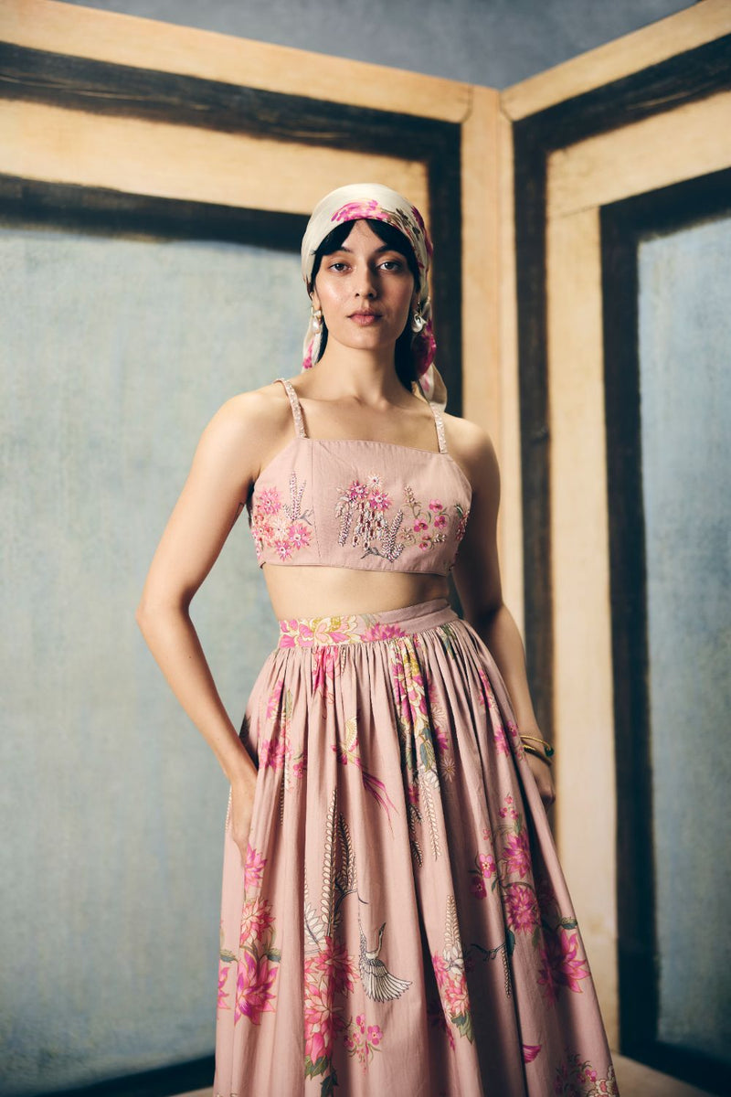 ALINA SKIRT SET- CHALK poplin by Paulmi & Harsh for women in Singapore