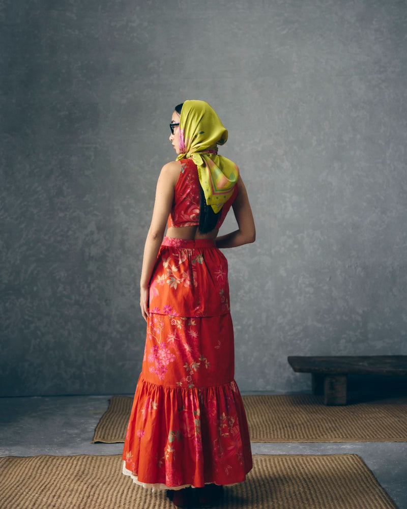 SELORA DRESS-RUST ORANGE poplin dress by Paulmi & Harsh in rust orange for women Singapore