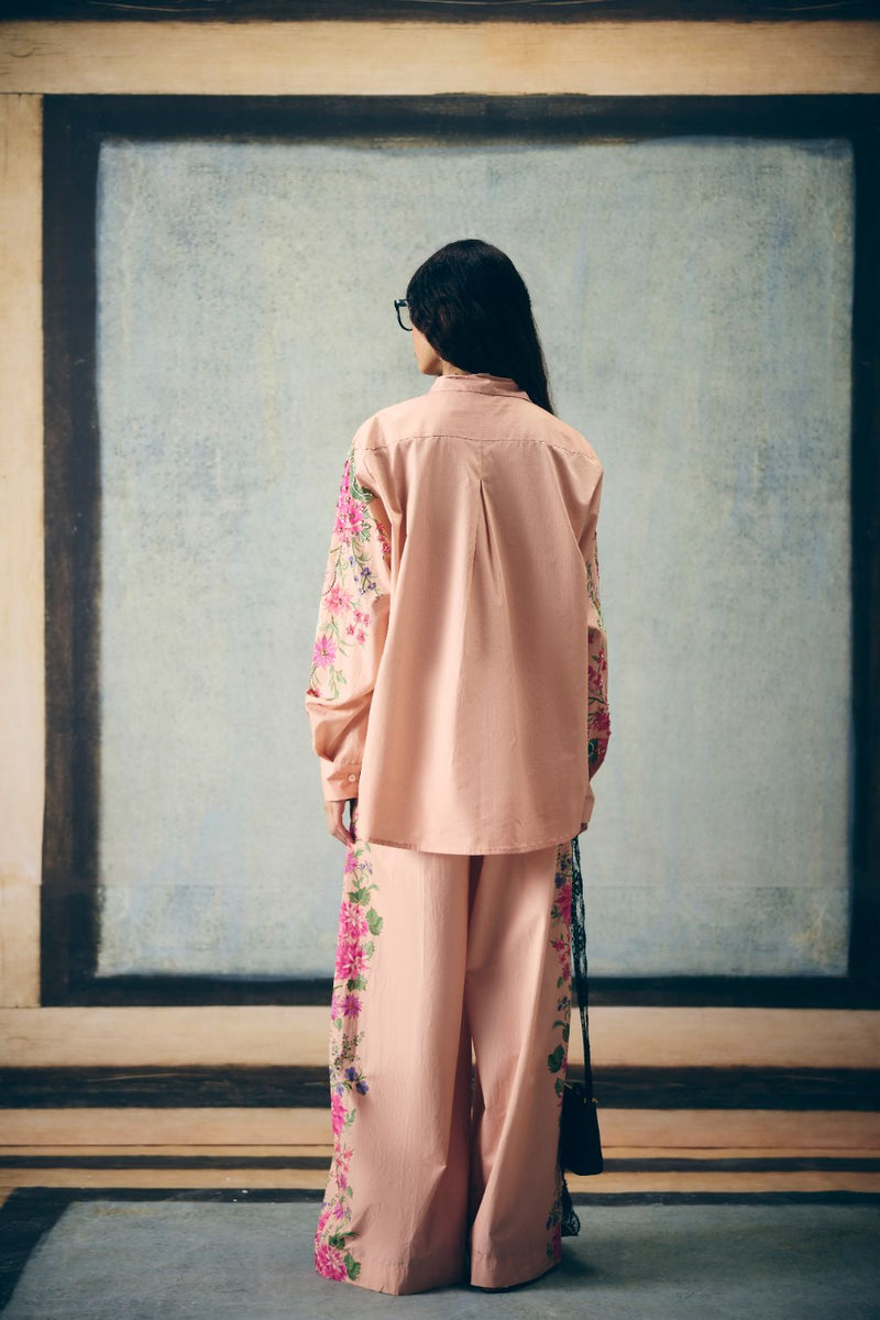 AIRI CO-ORD SET- PINK poplin by Paulmi & Harsh in pink color for women in Singapore