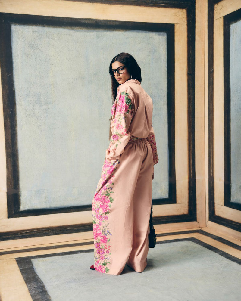 AIRI CO-ORD SET- PINK poplin by Paulmi & Harsh in pink color for women in Singapore
