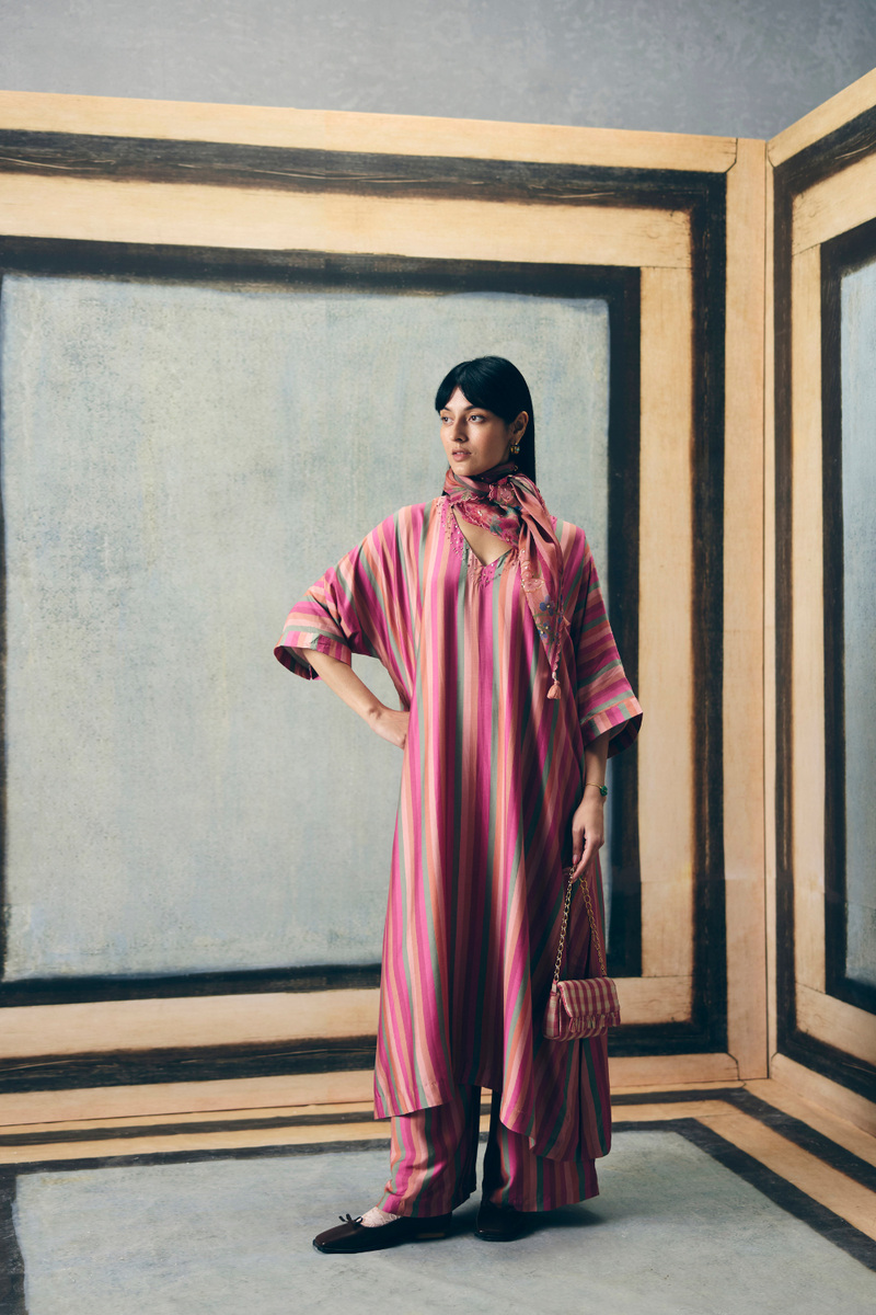 AYAKA KURTA SET- DUSKY silk by Paulmi & Harsh in multi color for women in Singapore