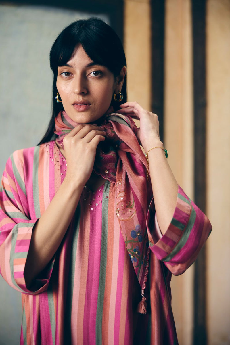 AYAKA KURTA SET- DUSKY silk by Paulmi & Harsh in multi color for women in Singapore