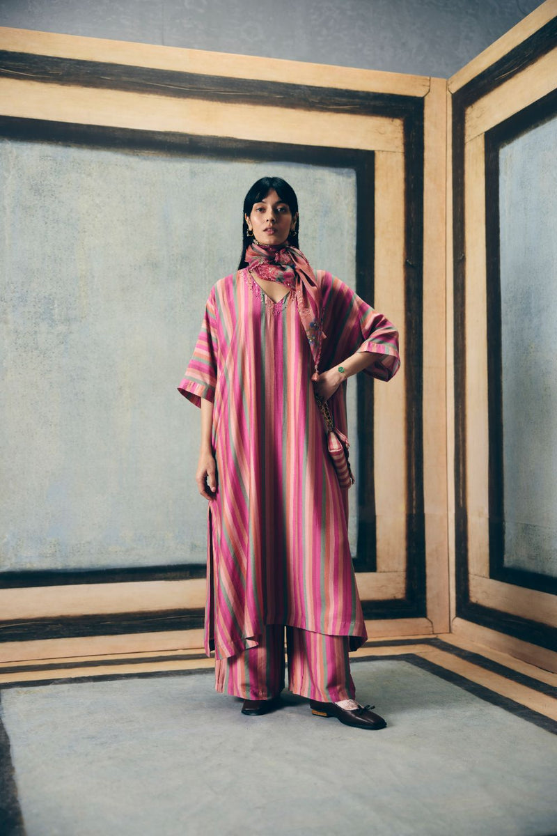 AYAKA KURTA SET- DUSKY silk by Paulmi & Harsh in multi color for women in Singapore