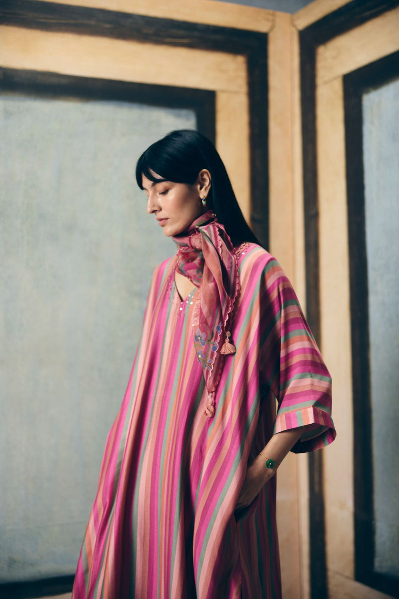 AYAKA KURTA SET- DUSKY silk by Paulmi & Harsh in multi color for women in Singapore