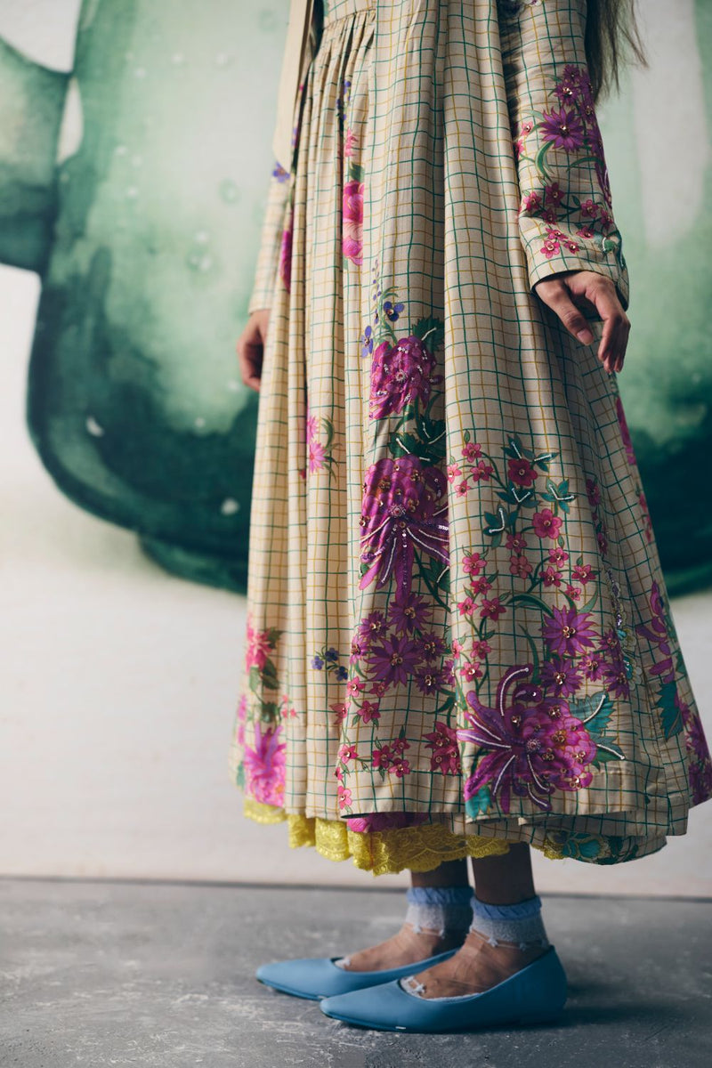 REI DRESS SET silk by Paulmi & Harsh in ivory color for women in Singapore