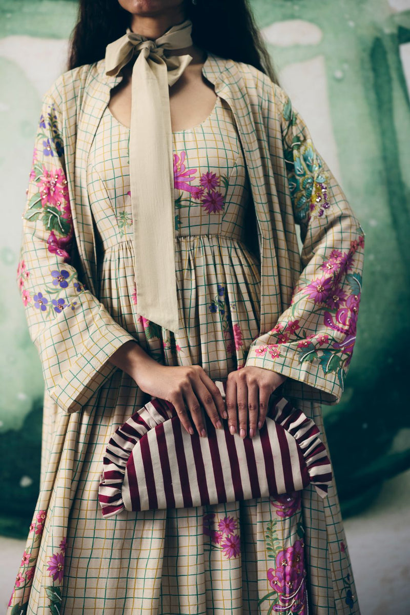 REI DRESS SET silk by Paulmi & Harsh in ivory color for women in Singapore