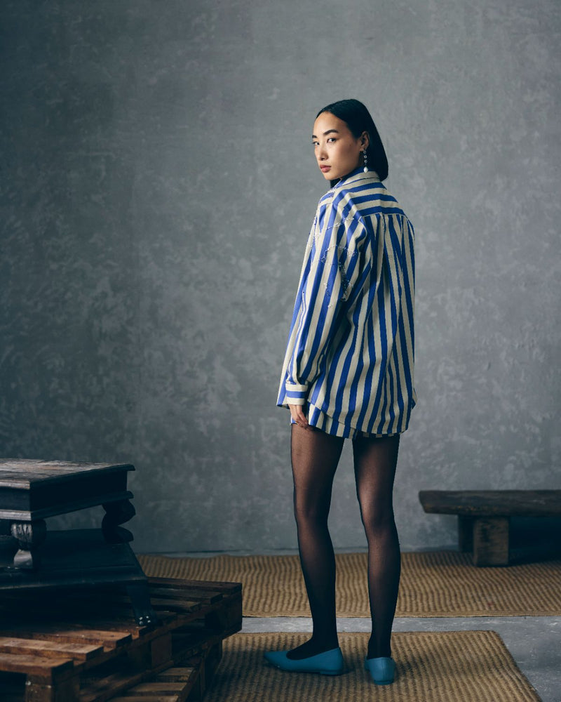 KAI SHIRT SET poplin by Paulmi & Harsh in white color for women in Singapore