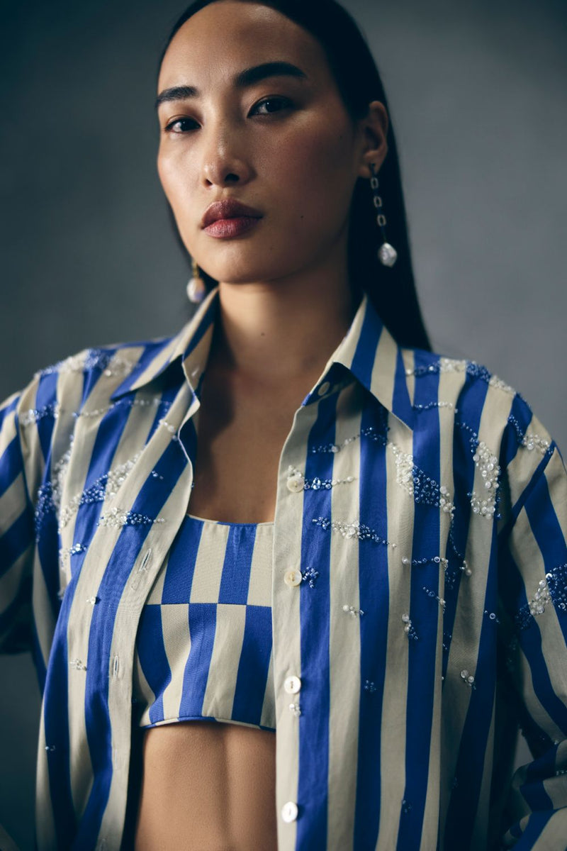 KAI SHIRT SET poplin by Paulmi & Harsh in white color for women in Singapore