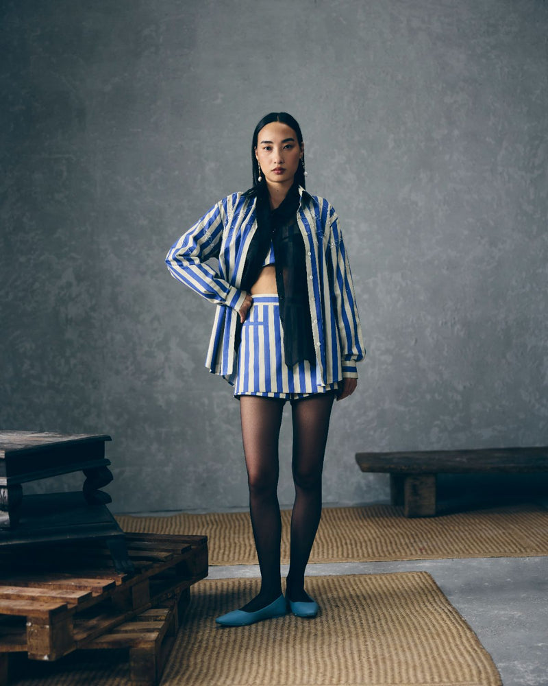 KAI SHIRT SET poplin by Paulmi & Harsh in white color for women in Singapore