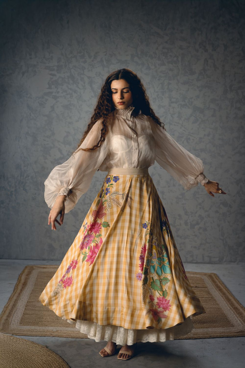 SUNLIT SET organza by Paulmi & Harsh in yellow color for women in Singapore