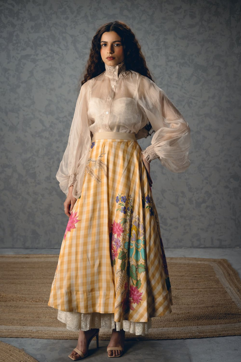 SUNLIT SET organza by Paulmi & Harsh in yellow color for women in Singapore