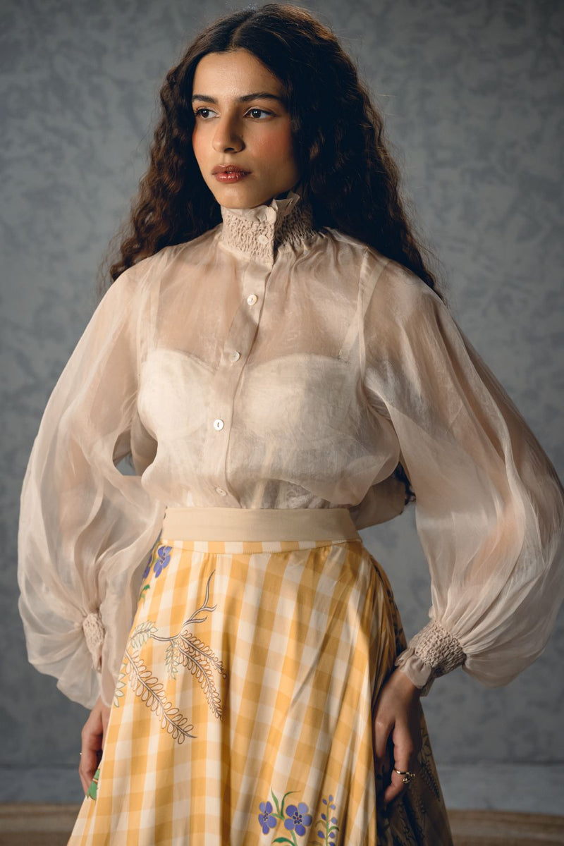 SUNLIT SET organza by Paulmi & Harsh in yellow color for women in Singapore