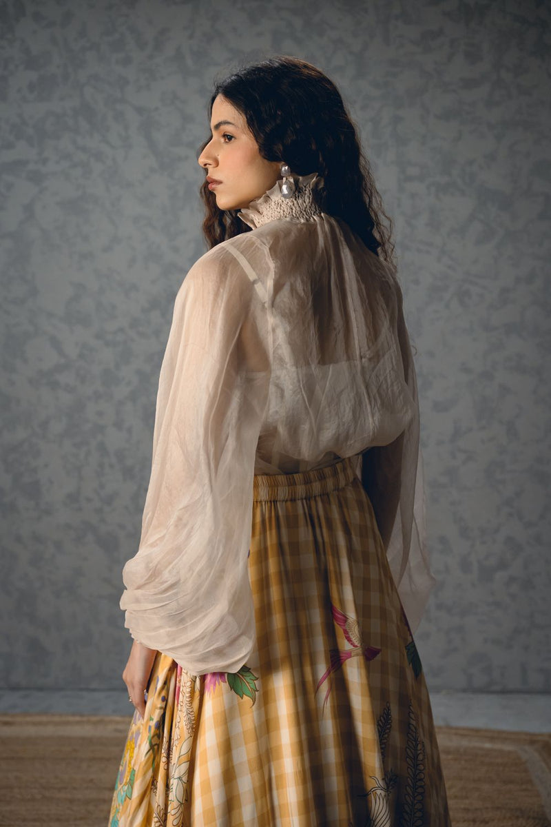 SUNLIT SET organza by Paulmi & Harsh in yellow color for women in Singapore