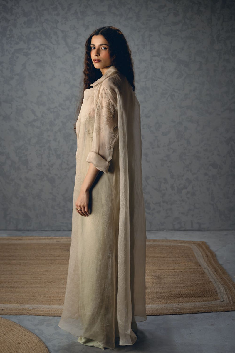 SHINJU JUMPSUIT SET- MINT organza by Paulmi & Harsh in mint color for women in Singapore