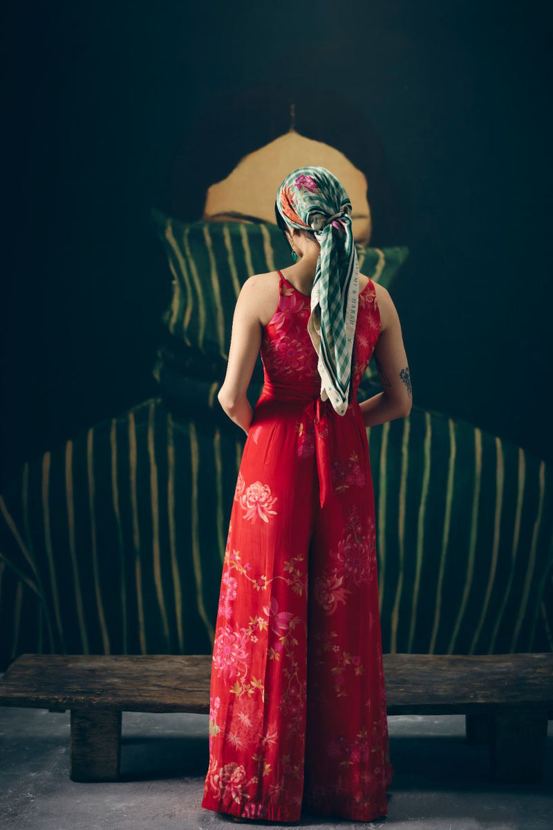 ALAYA JUMPSUIT by Paulmi & Harsh in red color for women in Singapore