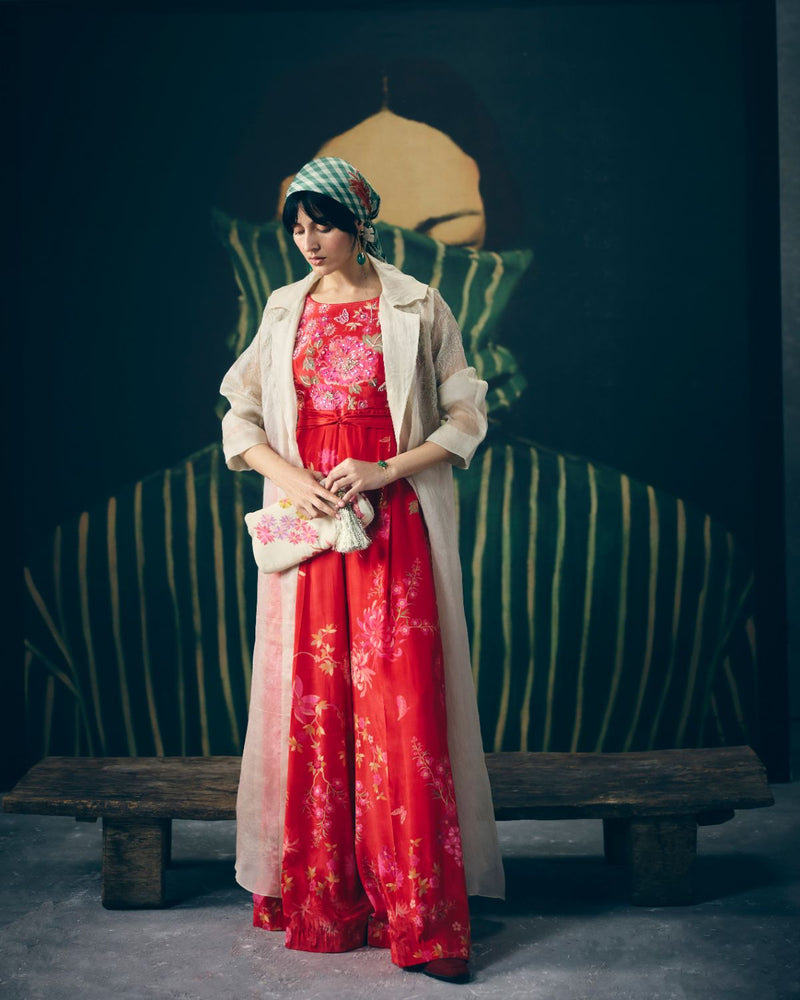 ALAYA JUMPSUIT by Paulmi & Harsh in red color for women in Singapore