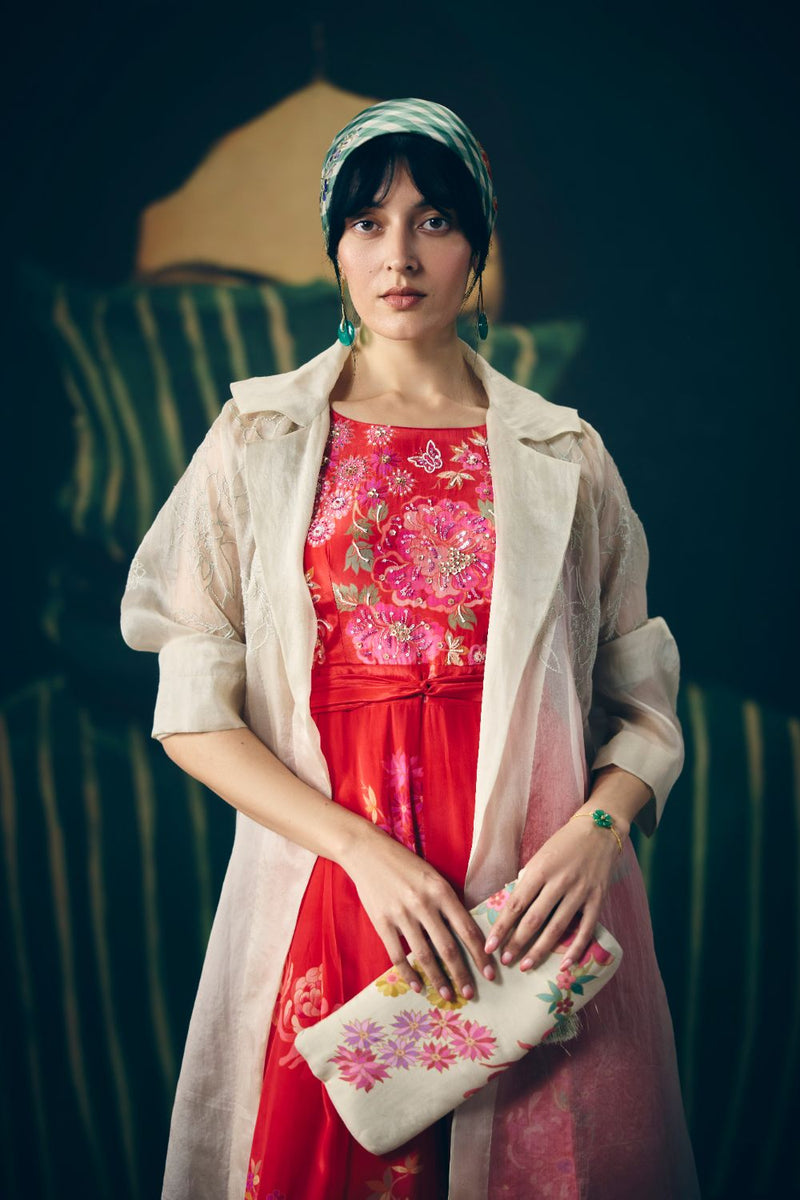 ALAYA JUMPSUIT by Paulmi & Harsh in red color for women in Singapore