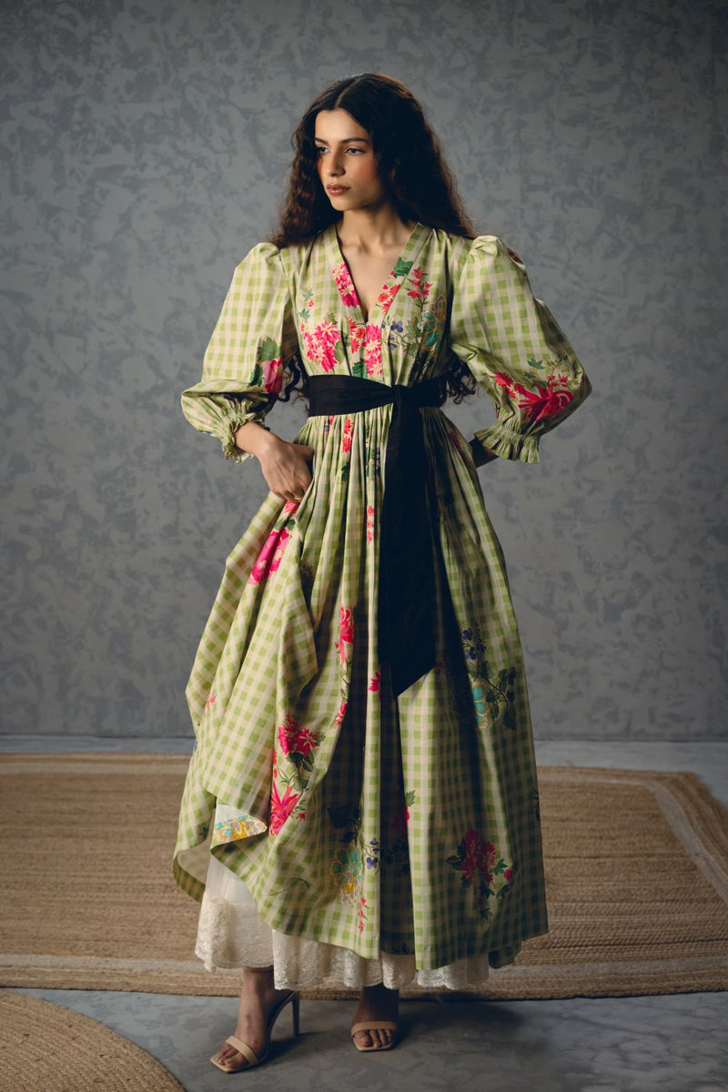 ANNA DRESS poplin dress by Paulmi & Harsh in green for women Singapore