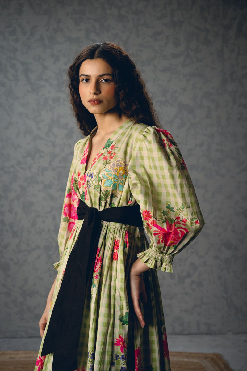 ANNA DRESS poplin dress by Paulmi & Harsh in green for women Singapore