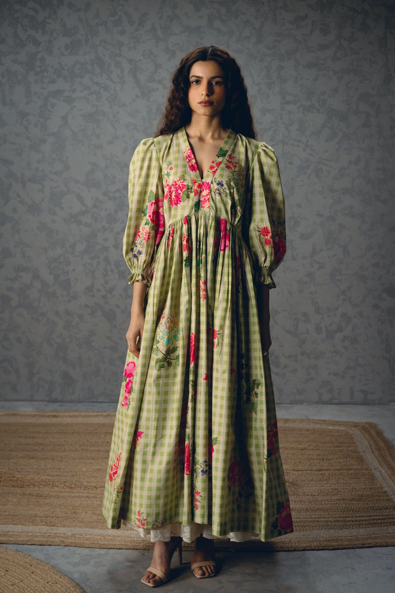 ANNA DRESS poplin dress by Paulmi & Harsh in green for women Singapore