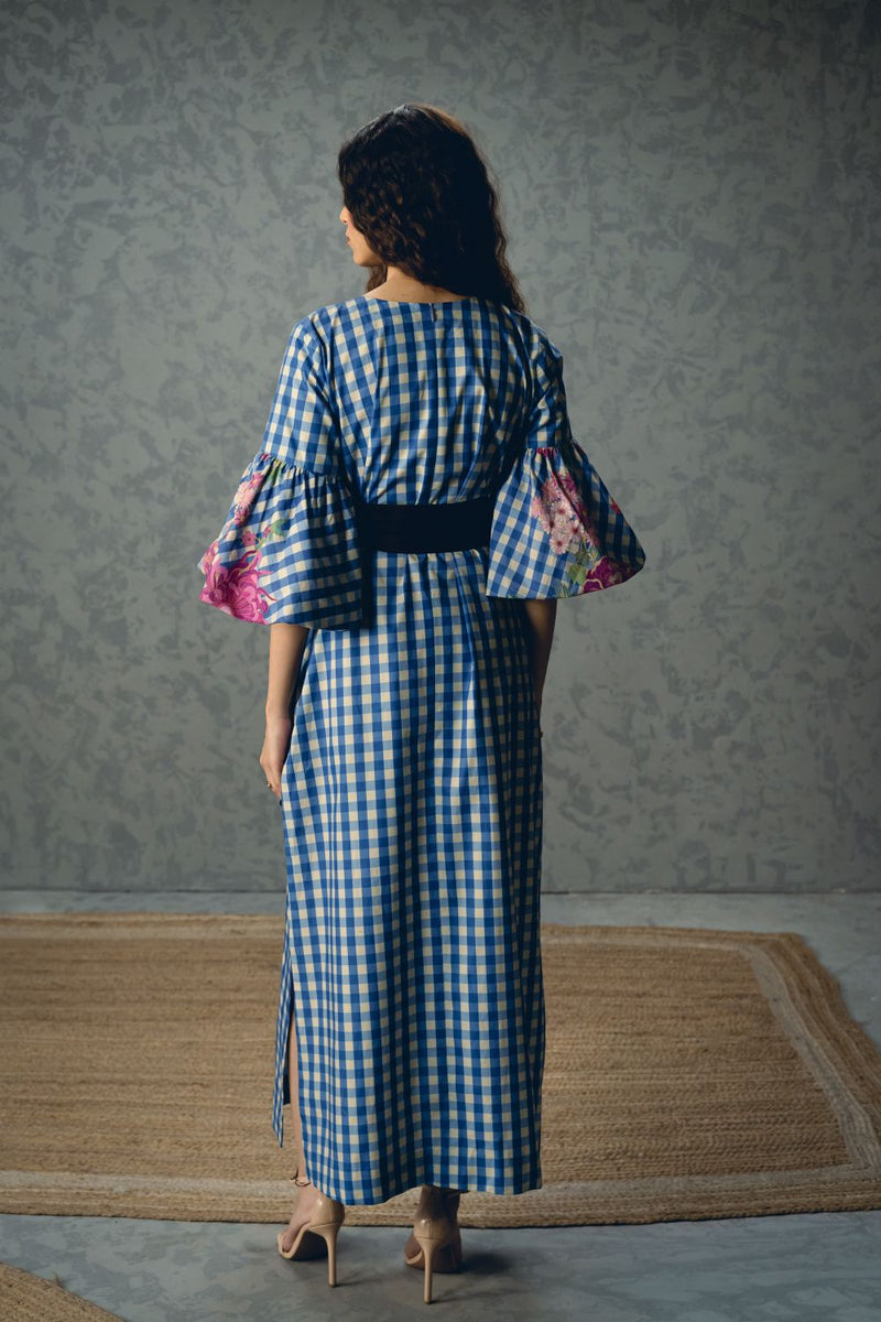 YUTORI DRESS poplin dress by Paulmi & Harsh in blue for women Singapore