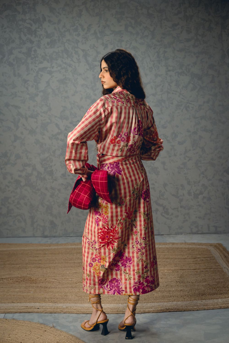 KANSO SHIRT SET satin by Paulmi & Harsh in pink color for women in Singapore