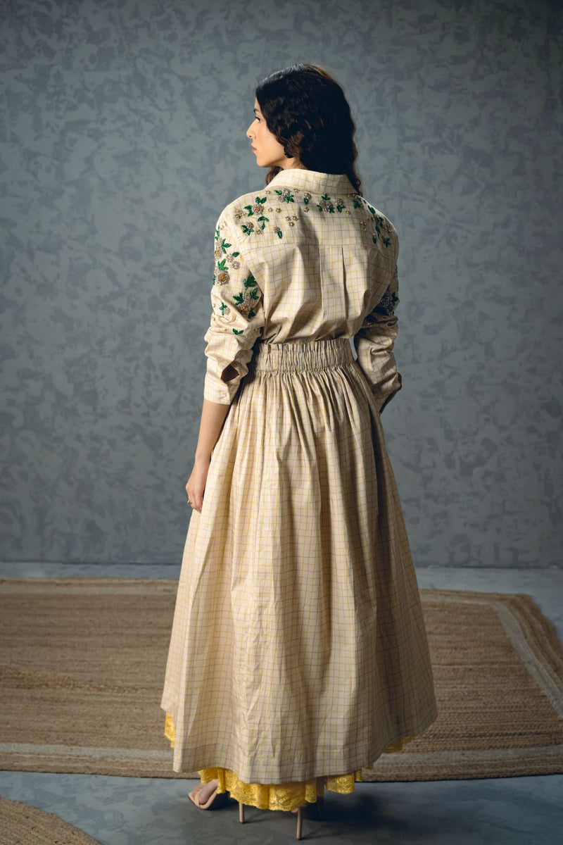 NINA SKIRT SET satin by Paulmi & Harsh in ivory color for women in Singapore