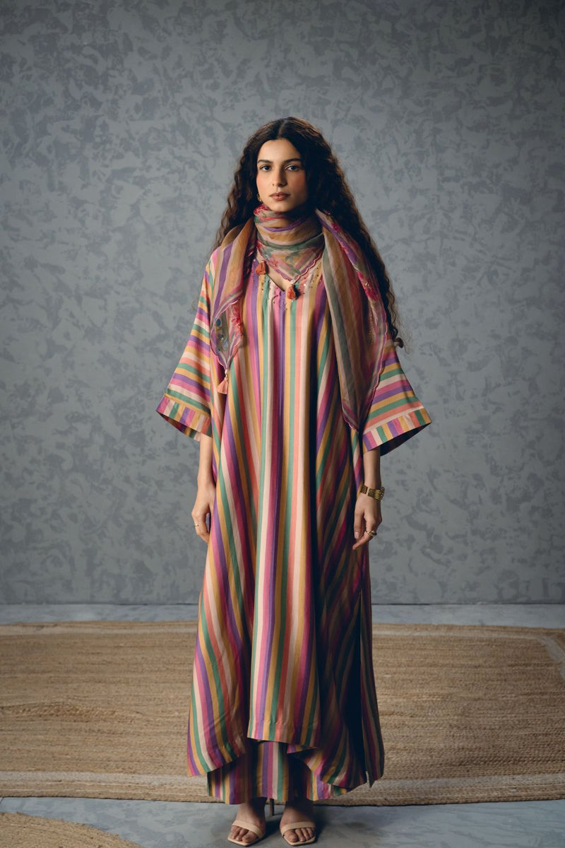 AYAKA KURTA SET- EARTHY silk by Paulmi & Harsh in multi color for women in Singapore