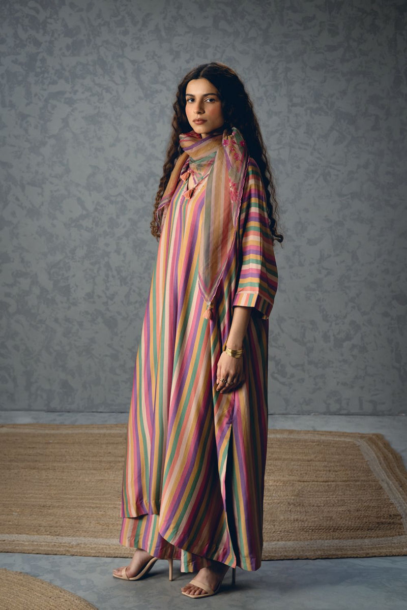 AYAKA KURTA SET- EARTHY silk by Paulmi & Harsh in multi color for women in Singapore
