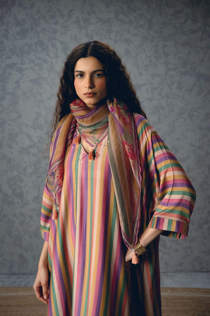 AYAKA KURTA SET- EARTHY silk by Paulmi & Harsh in multi color for women in Singapore