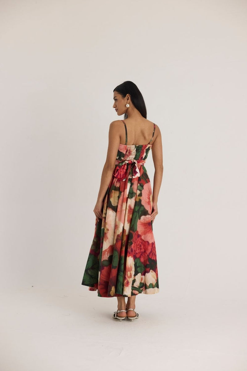 SCARLETT COTTON FRILL DRESS cotton by Yam in multi color for women in Singapore