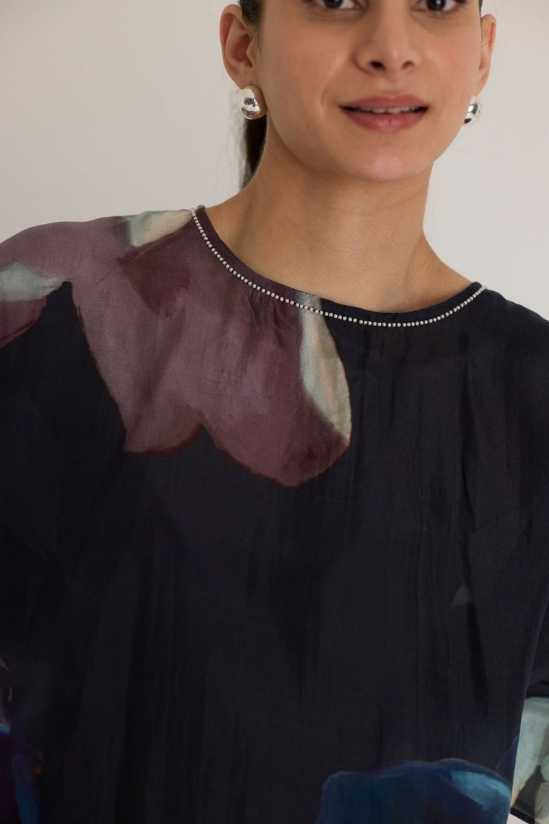 ROCCO SILK KAFTAN SET silk by Yam in black color for women in Singapore