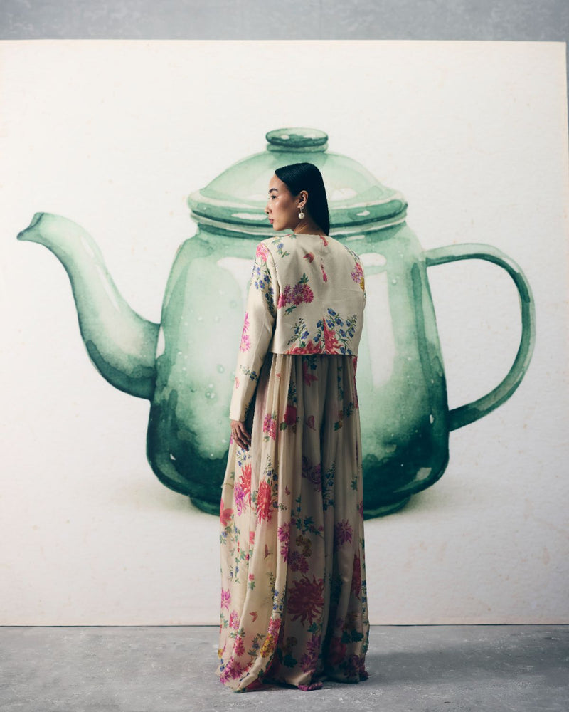 YUME JUMPSUIT SET silk by Paulmi & Harsh in ivory color for women in Singapore