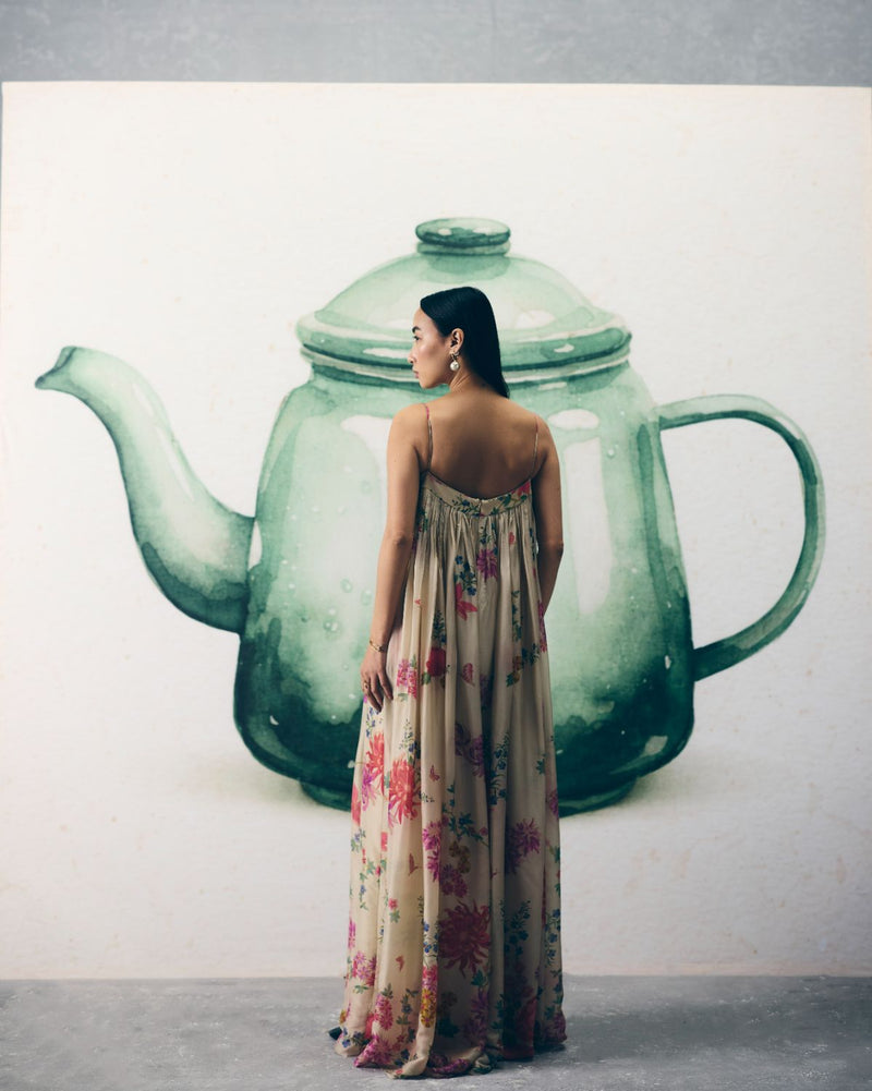 YUME JUMPSUIT SET silk by Paulmi & Harsh in ivory color for women in Singapore
