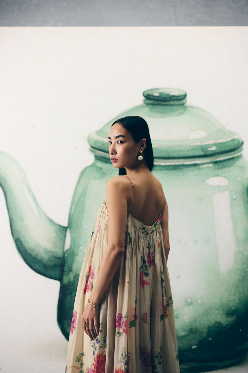 YUME JUMPSUIT SET silk by Paulmi & Harsh in ivory color for women in Singapore