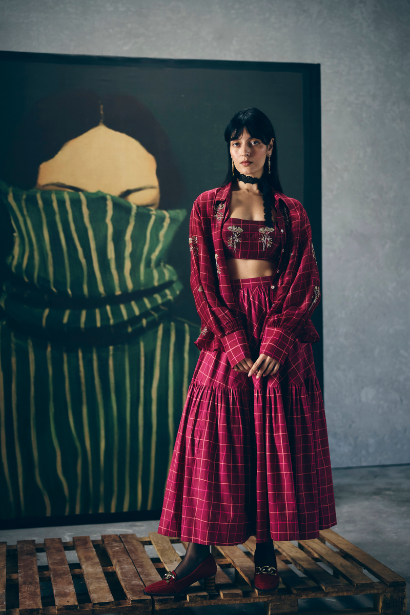 HARUKI SKIRT SET poplin by Paulmi & Harsh for women in Singapore