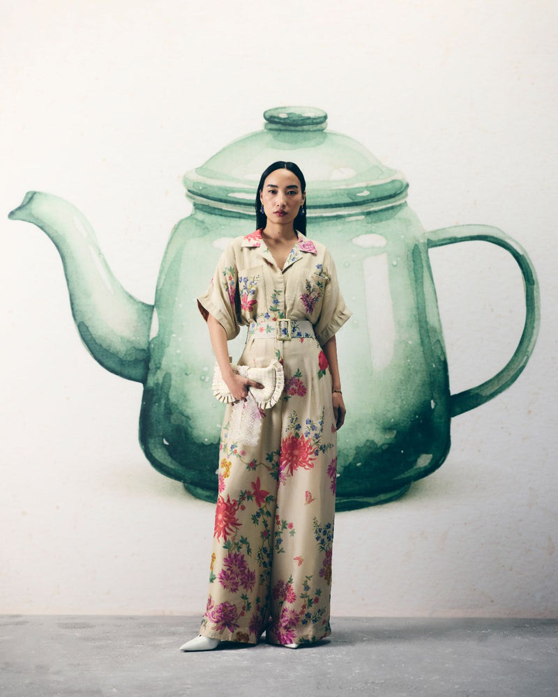 DEIJI JUMPSUIT silk by Paulmi & Harsh in ivory color for women in Singapore