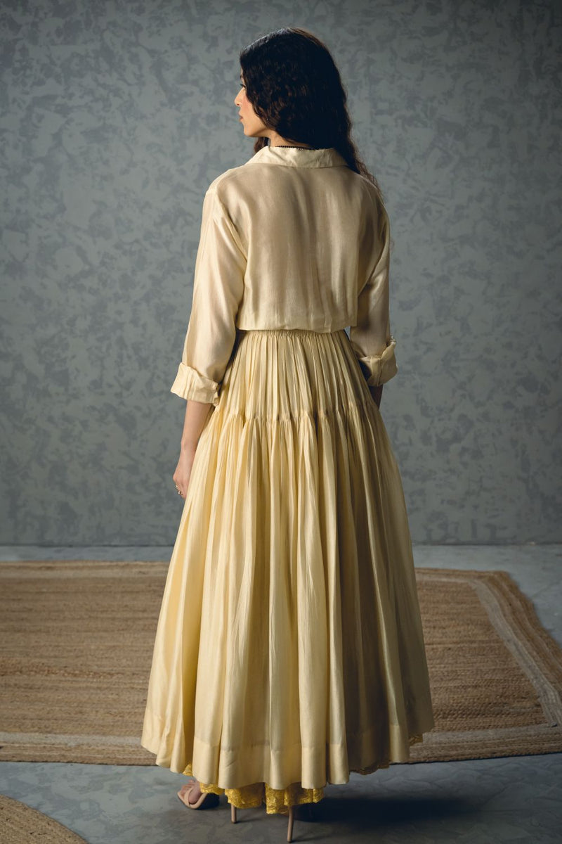 ELINA DRESS- IVORY silk dress by Paulmi & Harsh in ivory for women Singapore