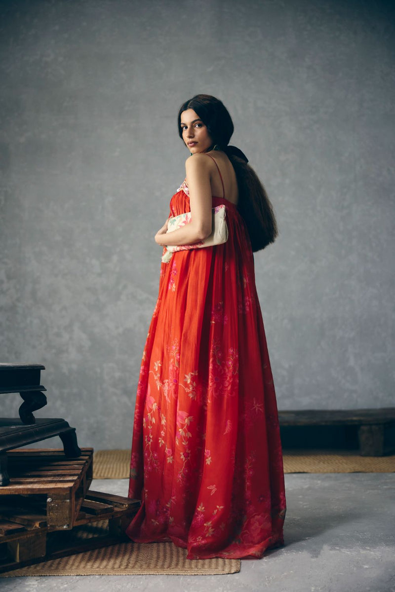YUME JUMPSUIT SET
-RED organza by Paulmi & Harsh in red color for women in Singapore