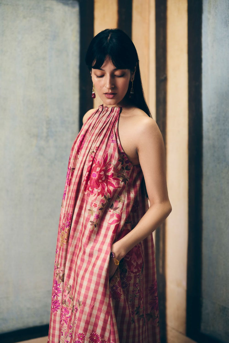 RISA KURTA SET silk by Paulmi & Harsh in red color for women in Singapore