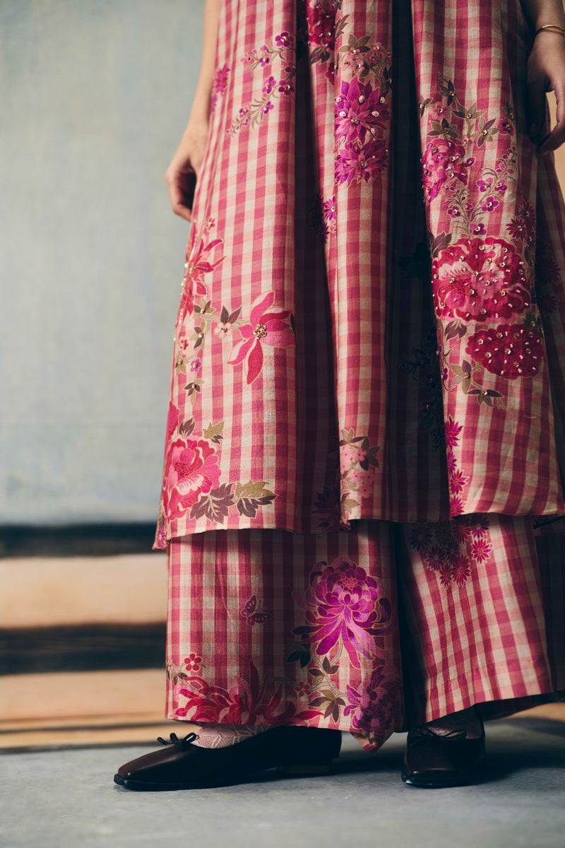 RISA KURTA SET silk by Paulmi & Harsh in red color for women in Singapore