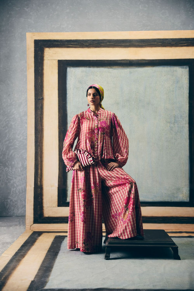 ERI CO-ORD SET silk by Paulmi & Harsh in red color for women in Singapore