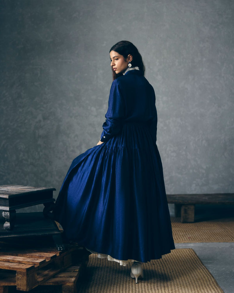 YUTORI DRESS poplin dress by Paulmi & Harsh in blue for women Singapore